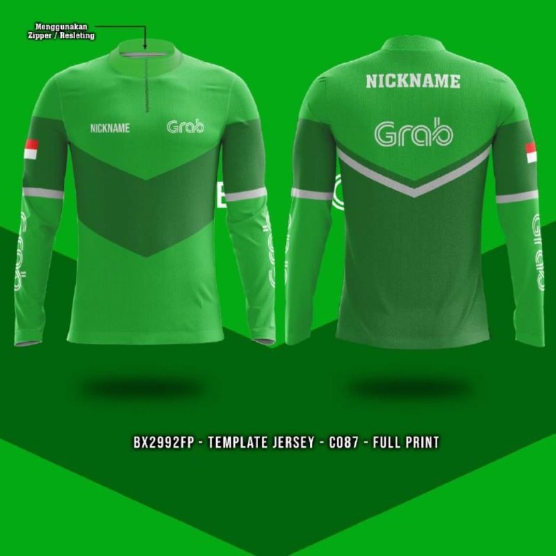 Áo Thun Jersey Grab Gojek Fullprint Boleh Letak