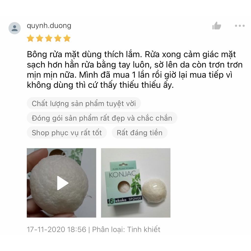 Bông rửa mặt konjac từ bột khoai nưa tự nhiên an toàn, làm sạch sâu và mềm mại