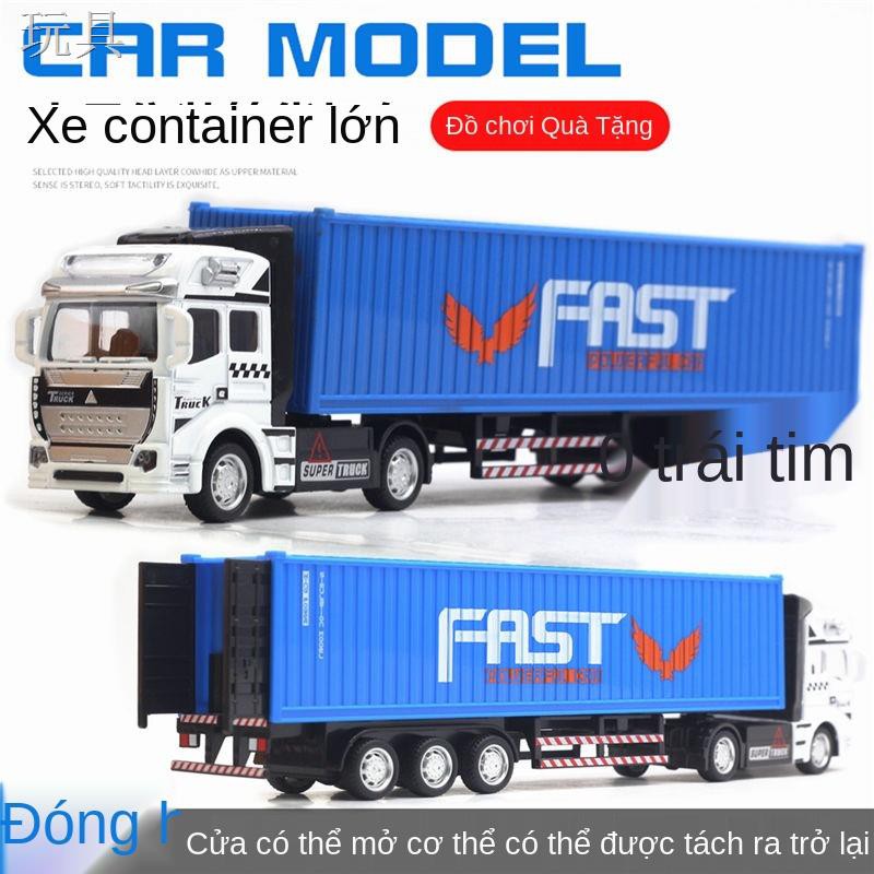 EHợp kim xe container sơ mi rơ moóc mô phỏng kỹ thuật phương tiện giao thông kéo lại cậu bé đồ chơi trẻ em