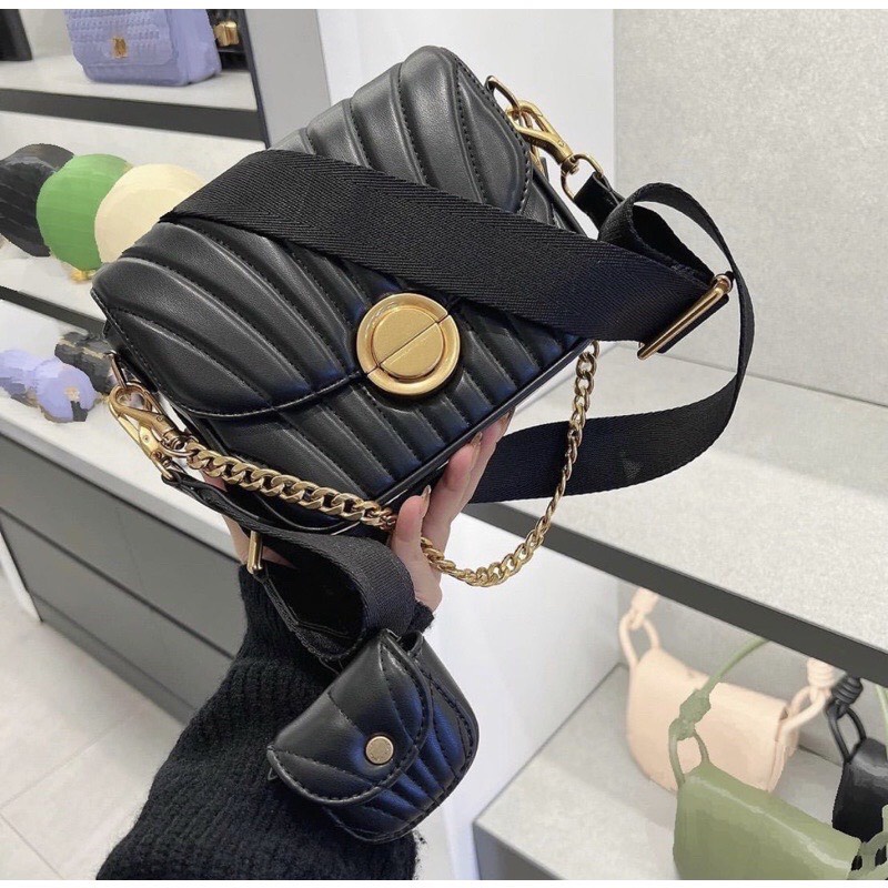 Túi đeo chéo ck khóa tròn Set túi cê ka khóa tròn kèm ví hot trend 2022