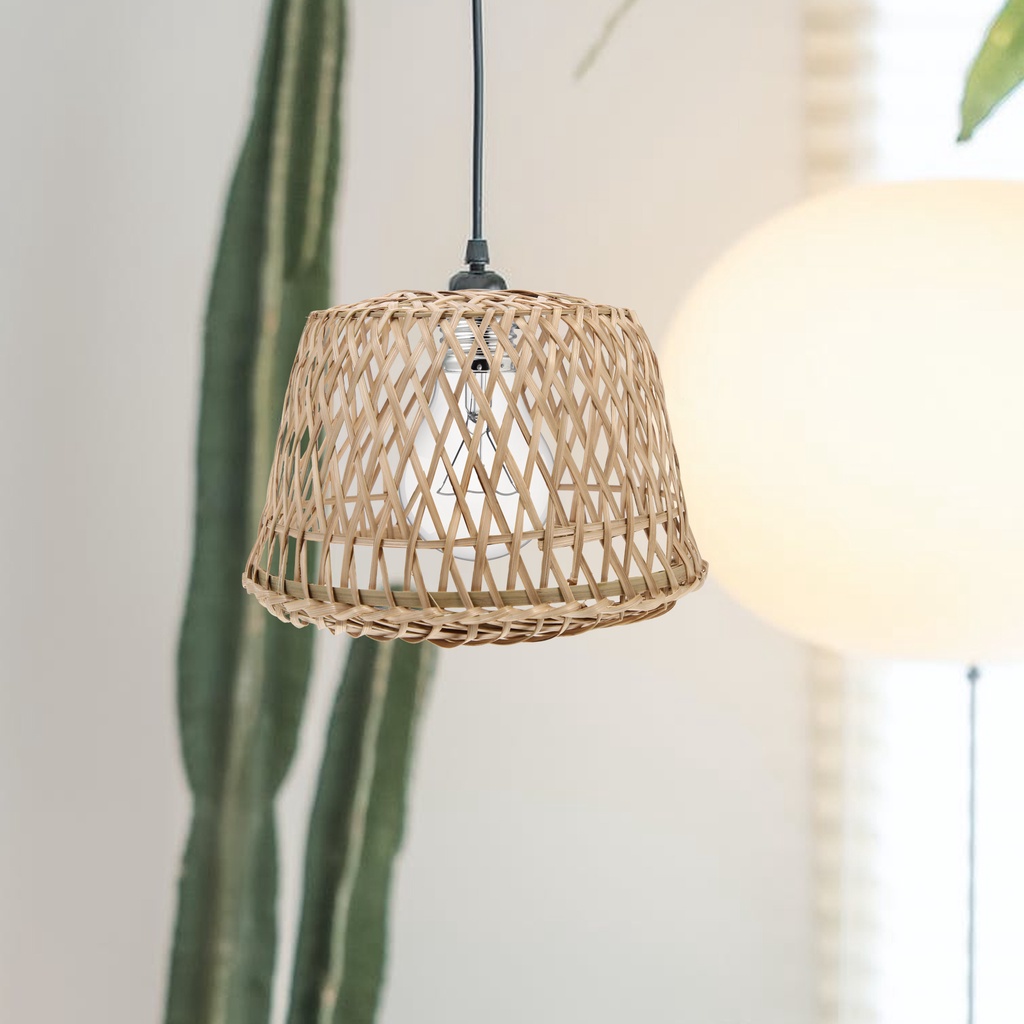 Hand Woven Light Cover Decorative Bamboo Weaving Craft Lampshade Home Decoration,Without light bulb