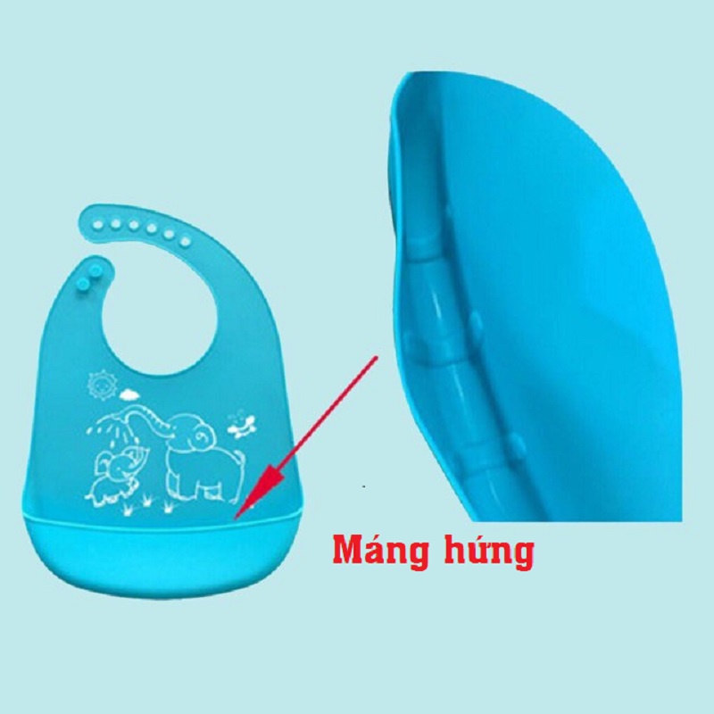 Yếm Máng Ăn Dặm Silicon Cho Bé Chống Rơi Vãi Thức Ăn Khi Bé Tập Ăn