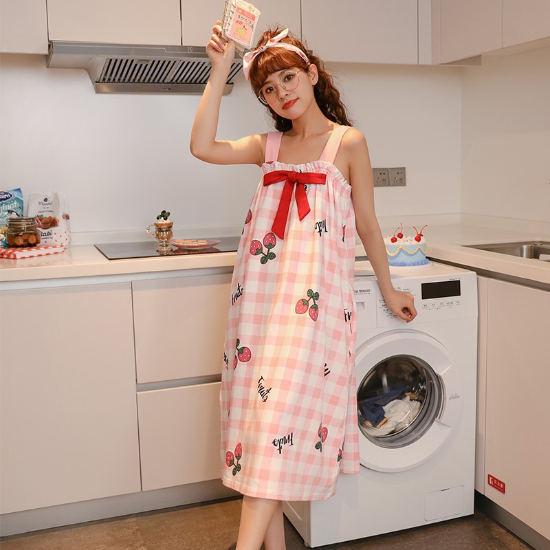 Váy ngủ nữ mùa hè mỏng cotton tăm dây treo lỏng lẻo 2021 bộ đồ ngủ mới mùa hè cotton dễ thương tại nhà | BigBuy360 - bigbuy360.vn