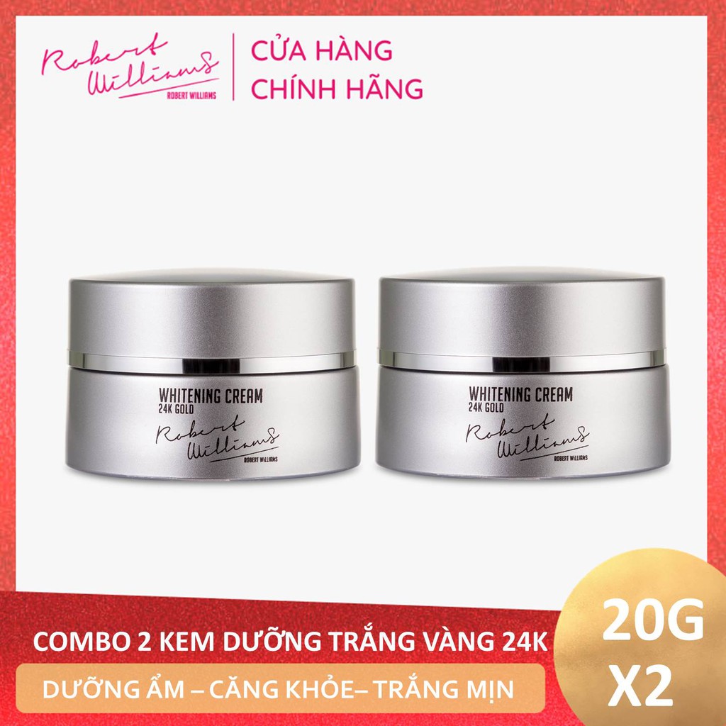 Combo 2 Kem trẻ hóa dưỡng sáng ngăn lão hóa Tinh chất Vàng 24K 20g ROBERT WILLIAMS Whitening Gold