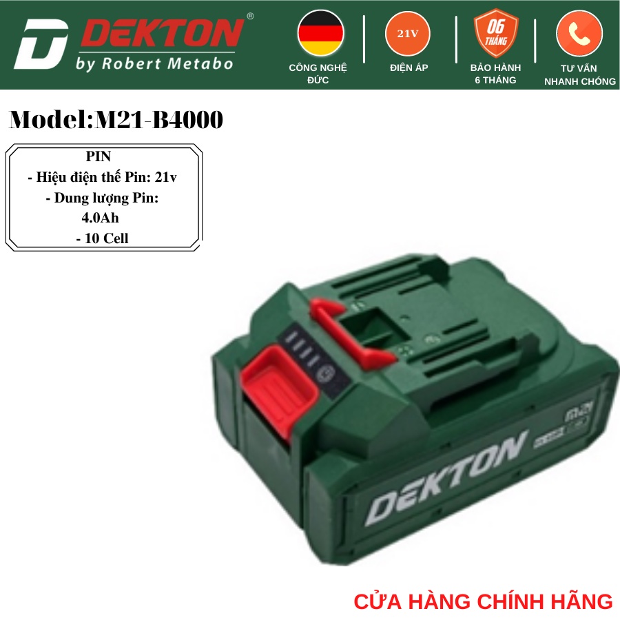 Pin Dekton có dòng xả cao - Hệ sinh thái pin M21/ Chân sạc phổ thông MKT dùng chung cho các dòng máy trên thị trường