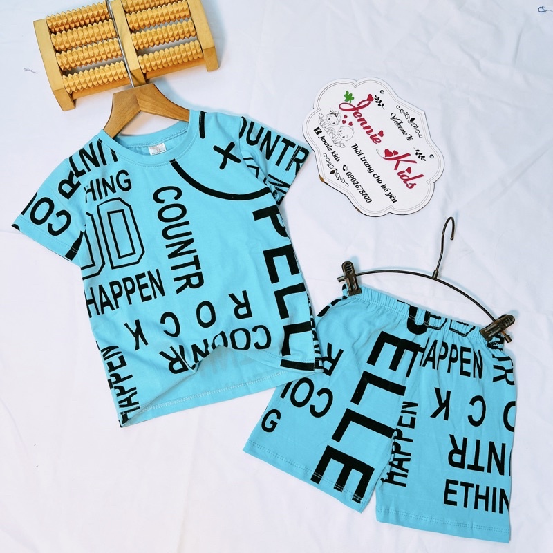 Bộ bé trai size đại cotton chạy chữ nổi siêu nét J332