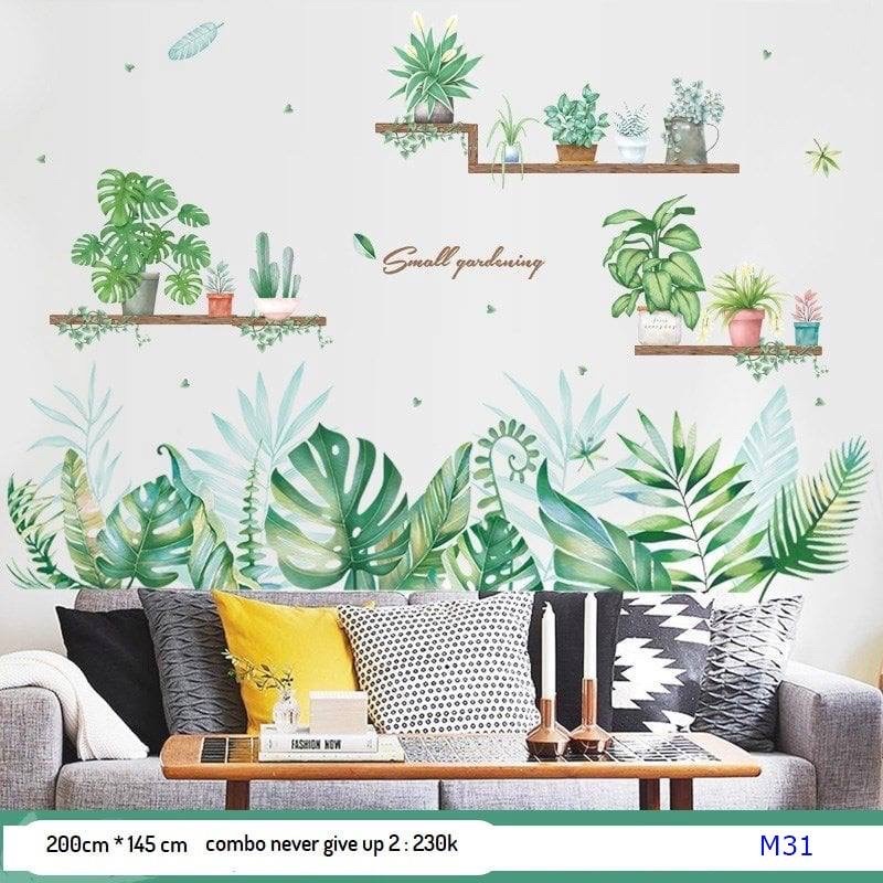 Decal dán tường hình cây, hoa, lá⚡️𝐅𝐑𝐄𝐄 𝐒𝐇𝐈𝐏⚡️ Giấy dán tường, Decal trang trí - PVC chống thấm nước, keo siêu dính