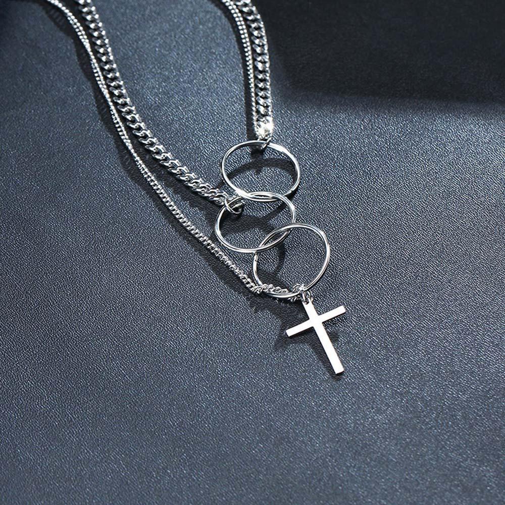 Vòng Cổ Choker Hai Lớp Mặt Tròn Bằng Kim Loại Thời Trang Cho Nữ