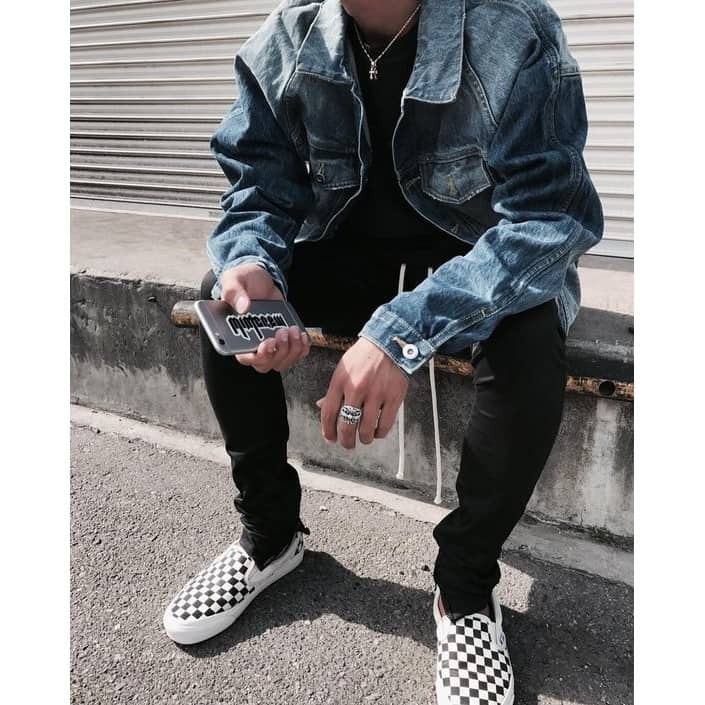 QUẦN JEANS NAM ĐEN ZIPPER TRƠN VÀ RÁCH GỐI SKINNY - Jean dày co giãn cao cấp