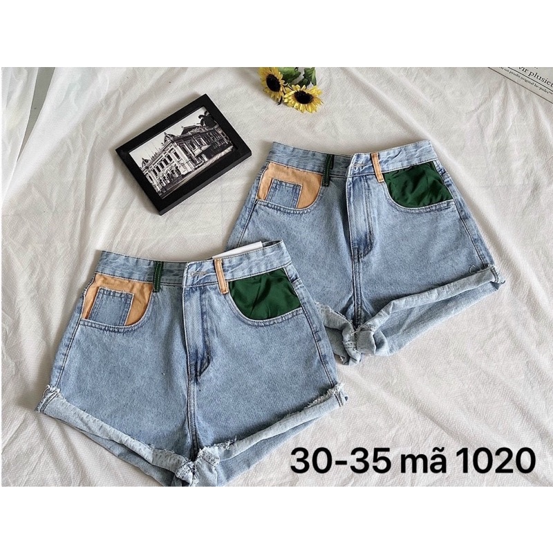 Quần Short Jean Nữ Túi Phối Màu Lưng Cao Bigsize Đến 80kg Ms1020