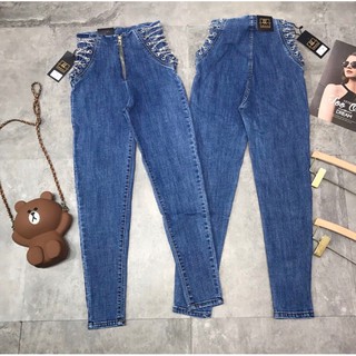 Quần bò xích cạp cao (  ảnh thật shop chụp)