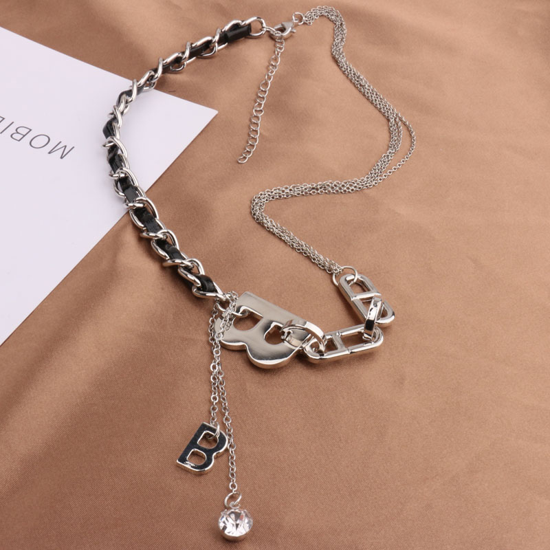 Vòng cổ hai lớp loại dày họa tiết chữ B thời trang độc đáo 22869