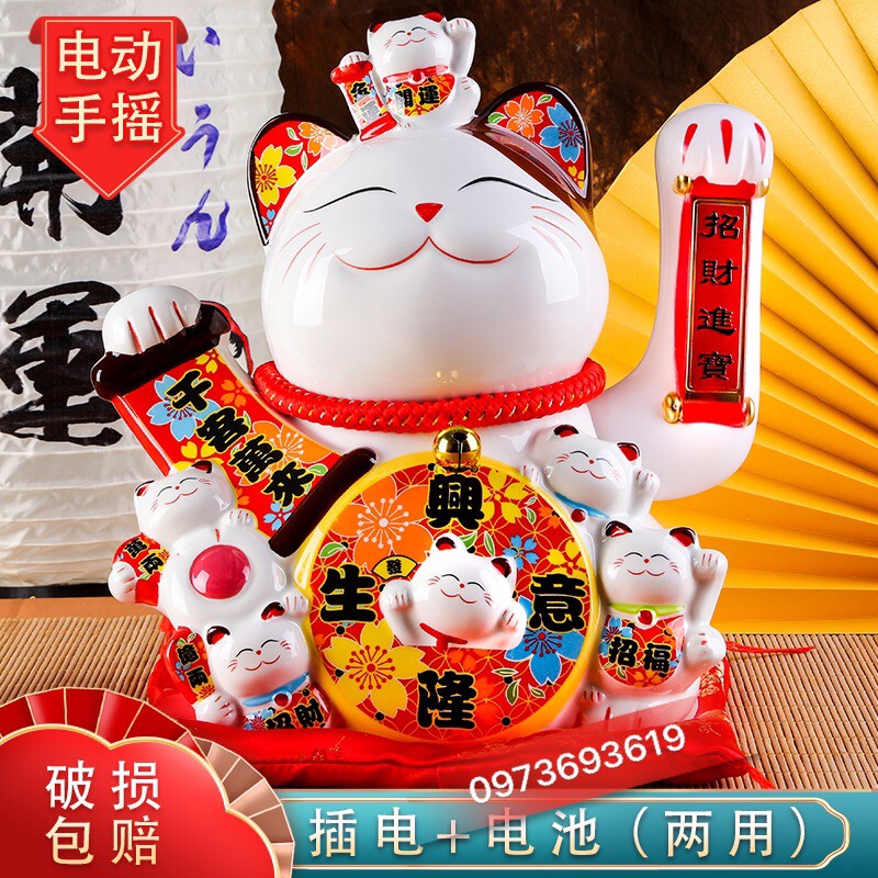 ✬SIÊU HOT✬ Mèo thần tài Chiêu Khách cao 26cm-29cm-32cm kèm thảm và sạc | BigBuy360 - bigbuy360.vn