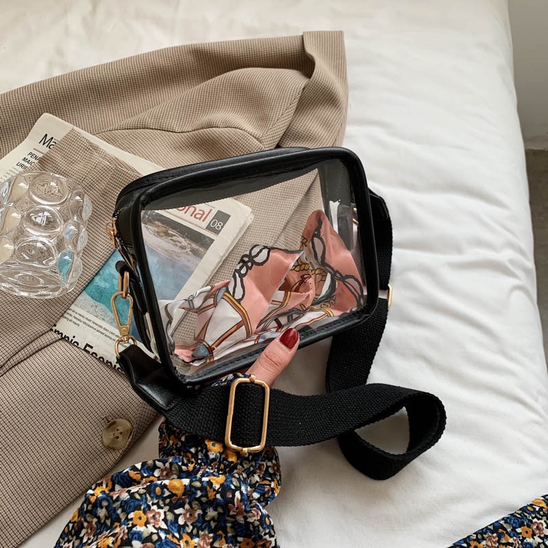 Túi xách IELGY dây đeo vai bản rộng đựng điện thoại bằng PVC kiểu Hàn Quốc cho nữ