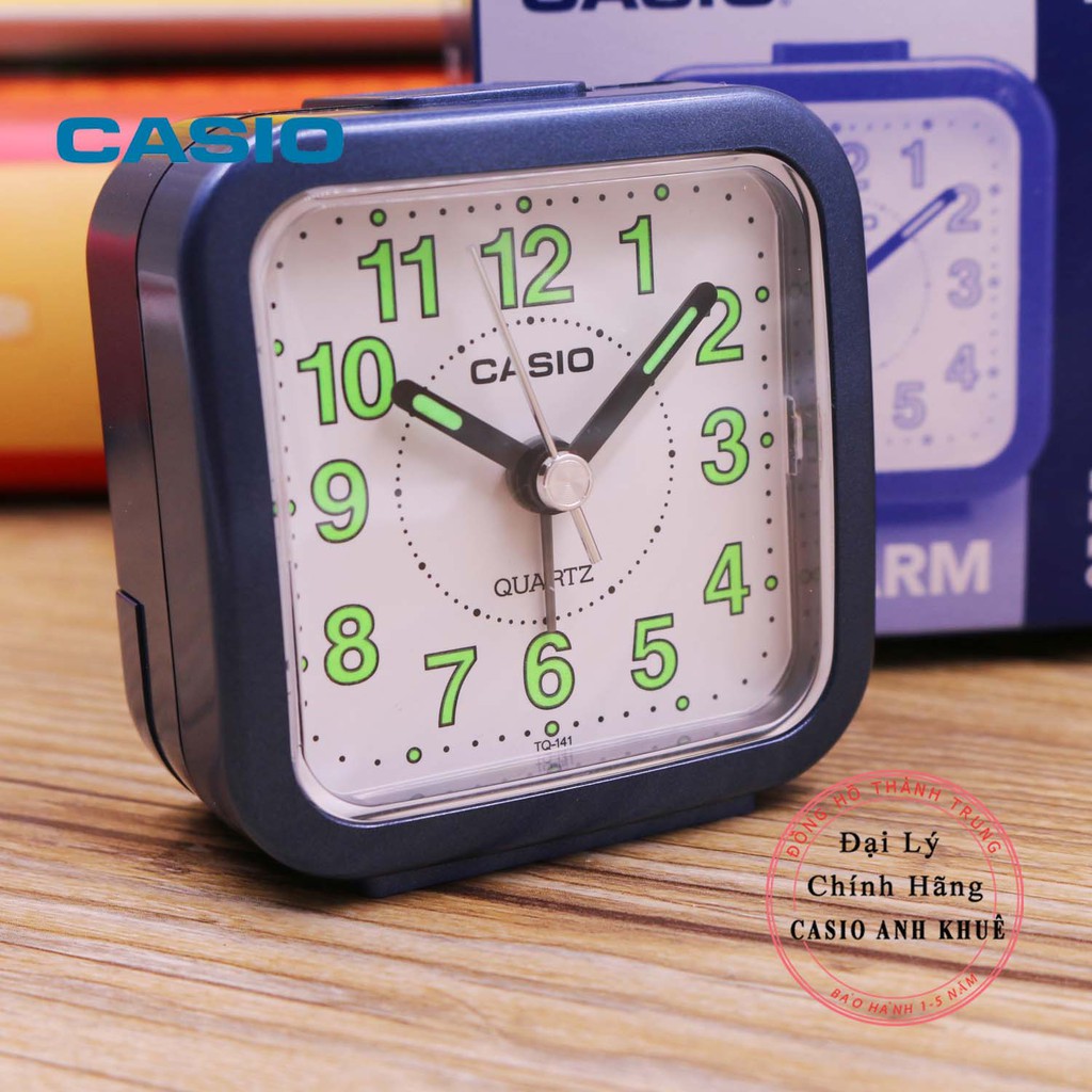 Đồng hồ để bàn Casio TQ-141-2DF có báo thức, dạ quang (6.7 x 6.4 x 3.4 cm)