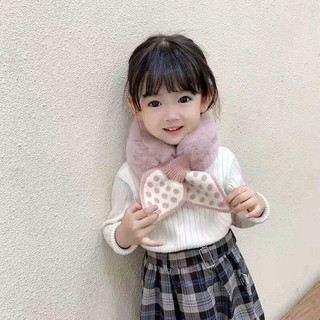 Khăn lông choàng cổ thắt nơ cho bé gái