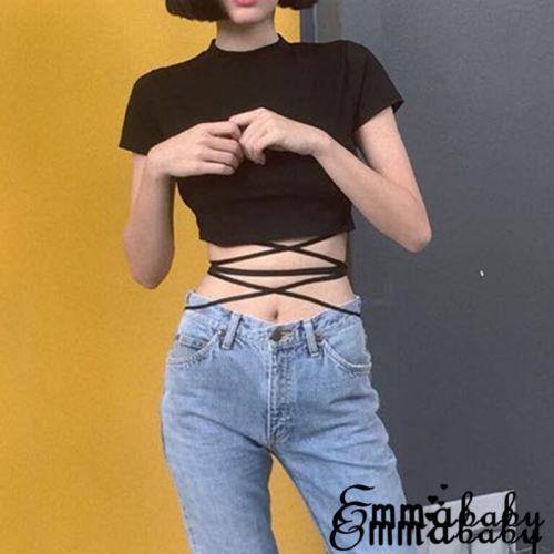 Áo thun croptop cột dây gợi cảm cho nữ