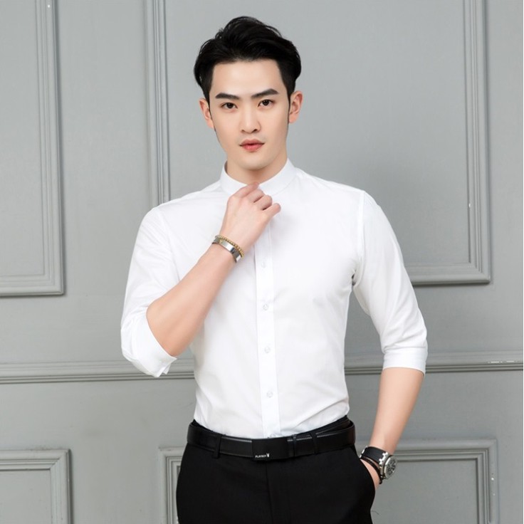 Aó sơ mi nam dài tay, sơ mi nam cổ tàu, chất liệu dày dặn, đủ màu, cam kết giống hình