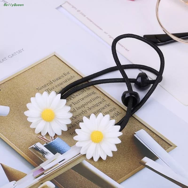 Dây buộc tóc hoa cúc họa mi trắng
