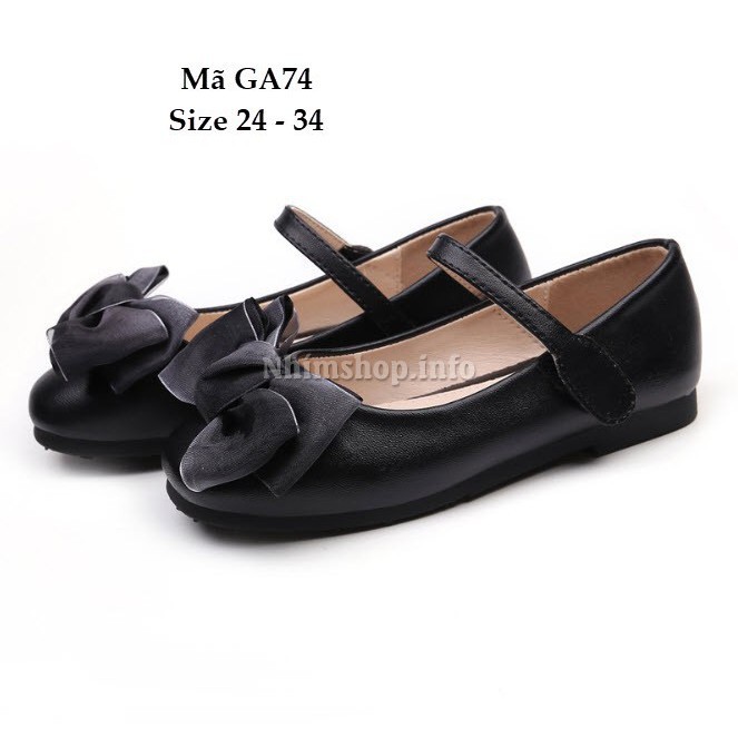 Giày Búp Bê Màu Đen Cho Bé Gái Đính Nơ Kiểu Hàn GA74