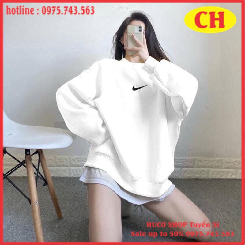Áo Thun sweater nỉ bông cotton logo basic form thụng tay bồng dáng rộng dấu quần nam nữ mặc đôi nhóm unisex freesize | BigBuy360 - bigbuy360.vn