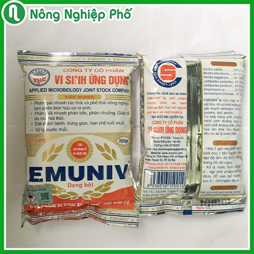 [PHÂN HỮU CƠ VI SINH] Chế Phẩm Vi Sinh EMUNIV Ủ Phân Và Rác Thải Hữu Cơ Gói 200 Gram