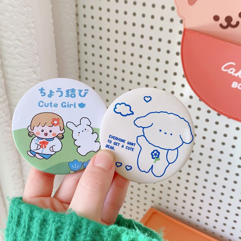 Gương Mini Bỏ Túi Hình Gấu , Thỏ, Cô Gái , Bò Sữa Cute Loại 1 Dày Dặn, Sắc Nét
