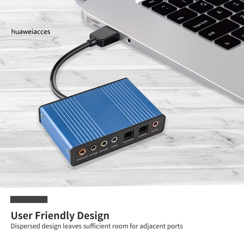 HUA-External 6 Channel 5.1 Audio USB Optical Sound Card Adapter for Laptop Computer