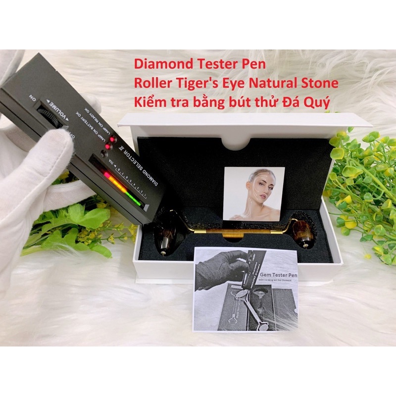 Thanh lăn massage mặt bằng đá tự nhiên Mắt/H Tiger's Eye Stone