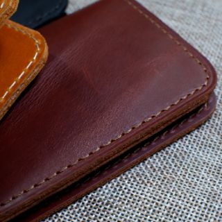 Ví mini da bò Slim siêu mini siêu gọn Handmade