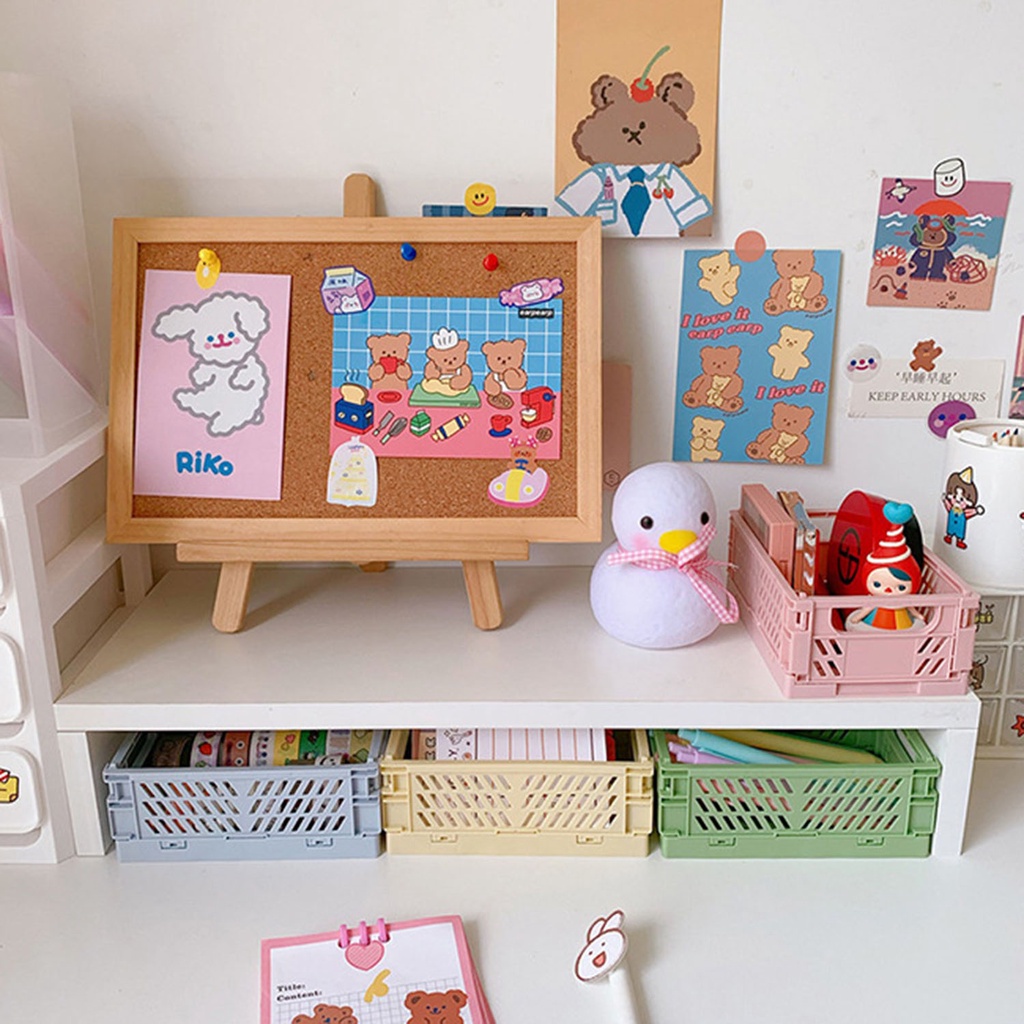 Giỏ Nhựa Đựng Đồ Đa Năng Có Thể Gấp Gọn In Họa Tiết Dễ Thương Tiện Dụng Cho Học Sinh / Văn