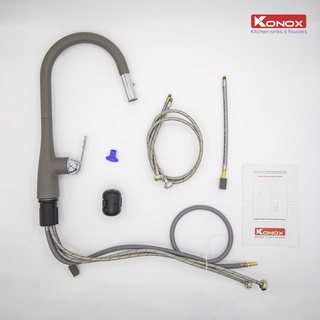 Vòi rửa bát rút dây KONOX Curva Grey