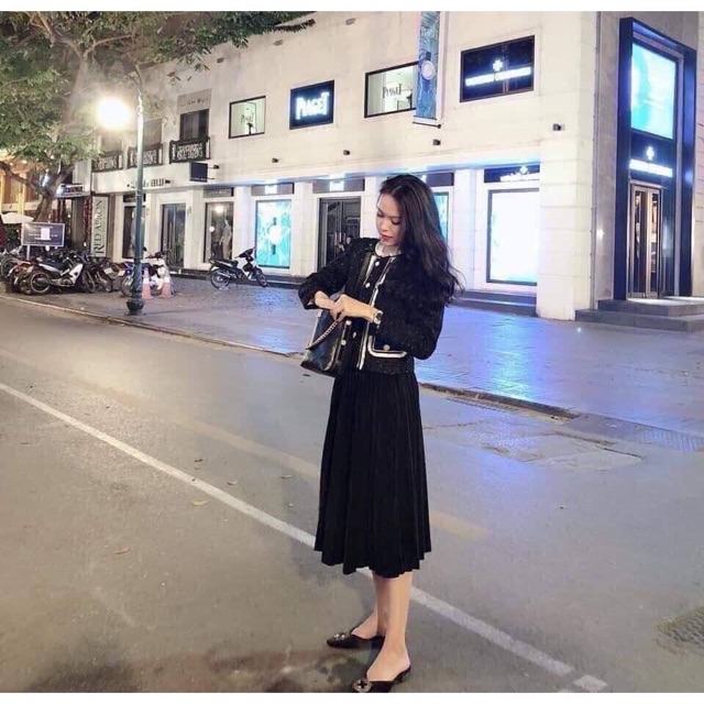 [Mã 11FASHIONSALE1 giảm 10k đơn 50k] Chân váy xếp ly dáng dài, midi, freesize 75cm 42~62kg, chân váy xếp ly dài công sở