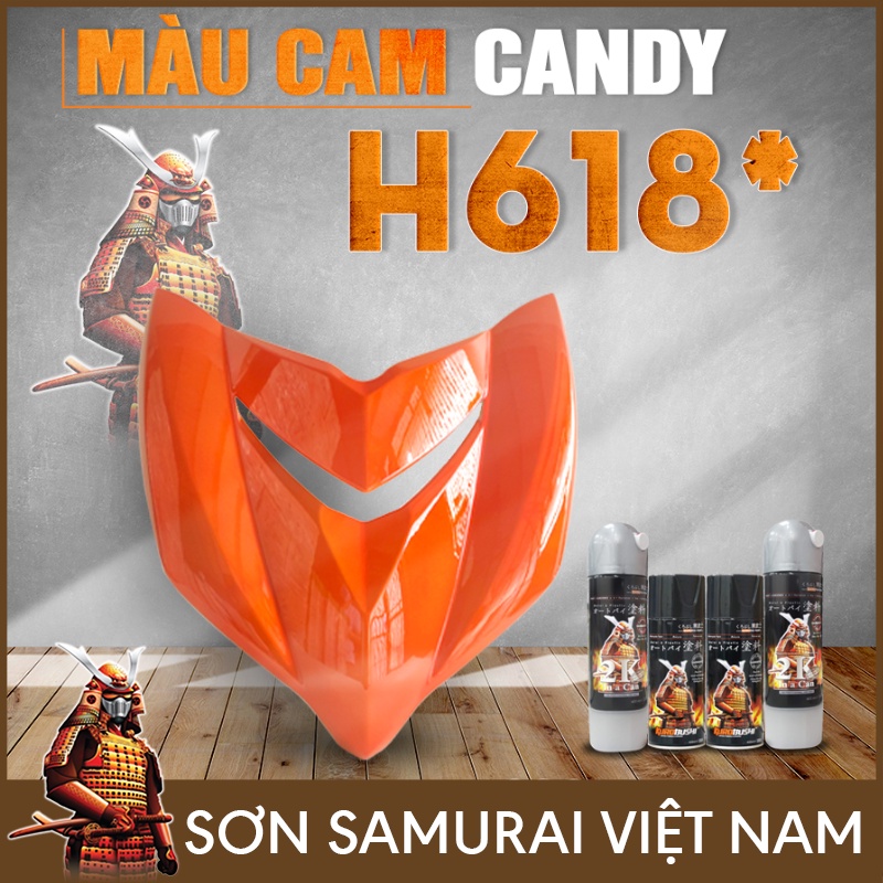 Combo Sơn Samurai Màu Cam Candy H618 - Sơn Xịt Samurai
