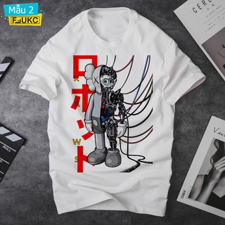 Áo thun ngắn tay không cổ áo thun teen in hình kaws siêu hot giá siêu ưu đãi f714l11 hàng có sẵn