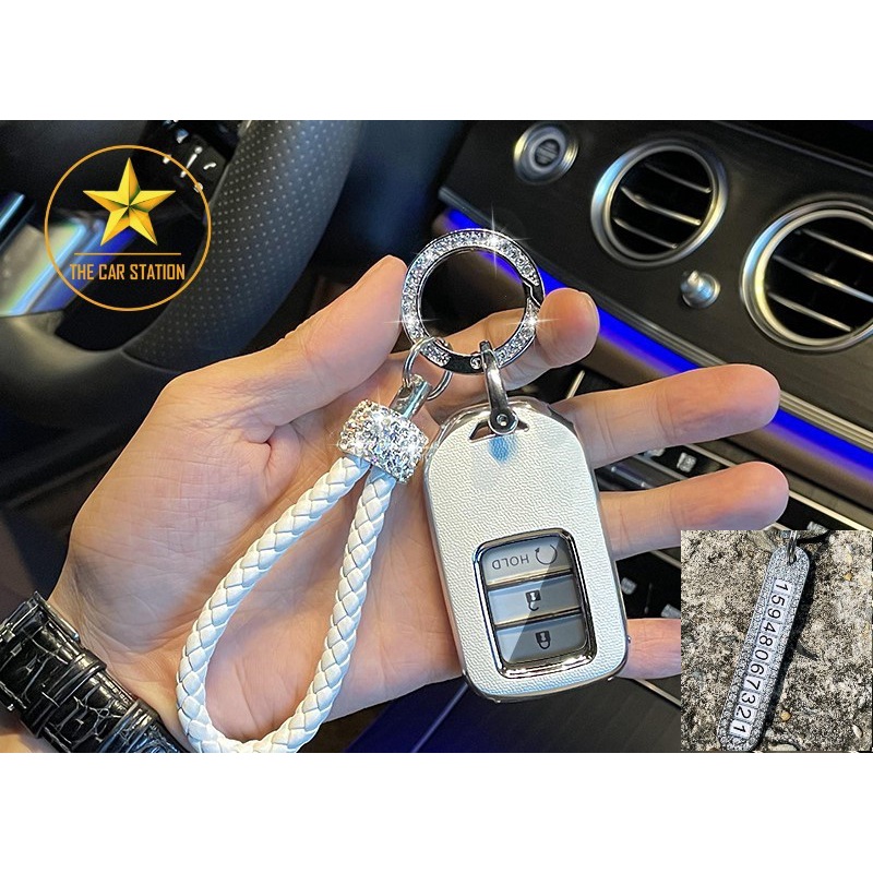 - Ốp đính đá bọc chìa khóa xe hơi ô tô Honda Civic City CRV HRV Brio Jazz - Bao da bọc chìa khóa đính đá - Mẫu 7