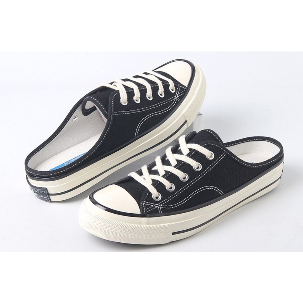 Giày sneaker đạp gót Hollibana Couple Canvas Mule order chính hãng Hàn Quốc