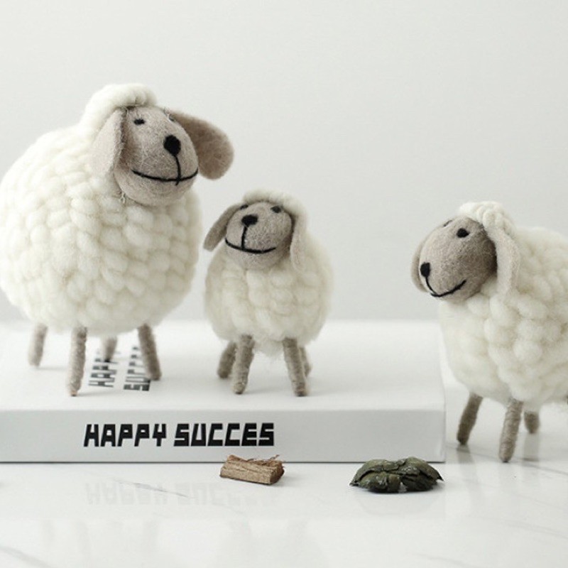 Quà  tặng -Bộ gia đình nhà cừu bằng len 3 con đáng yêu , Decor để bàn ngộ nghĩnh &amp; quà tặng sinh nhật, quà cho bé