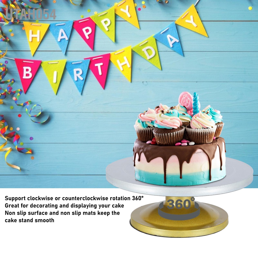 Utah054 Bánh thép dẻo dày Bàn xoay 360 ° trang trí đứng cho cửa hàng tráng miệng tại nhà