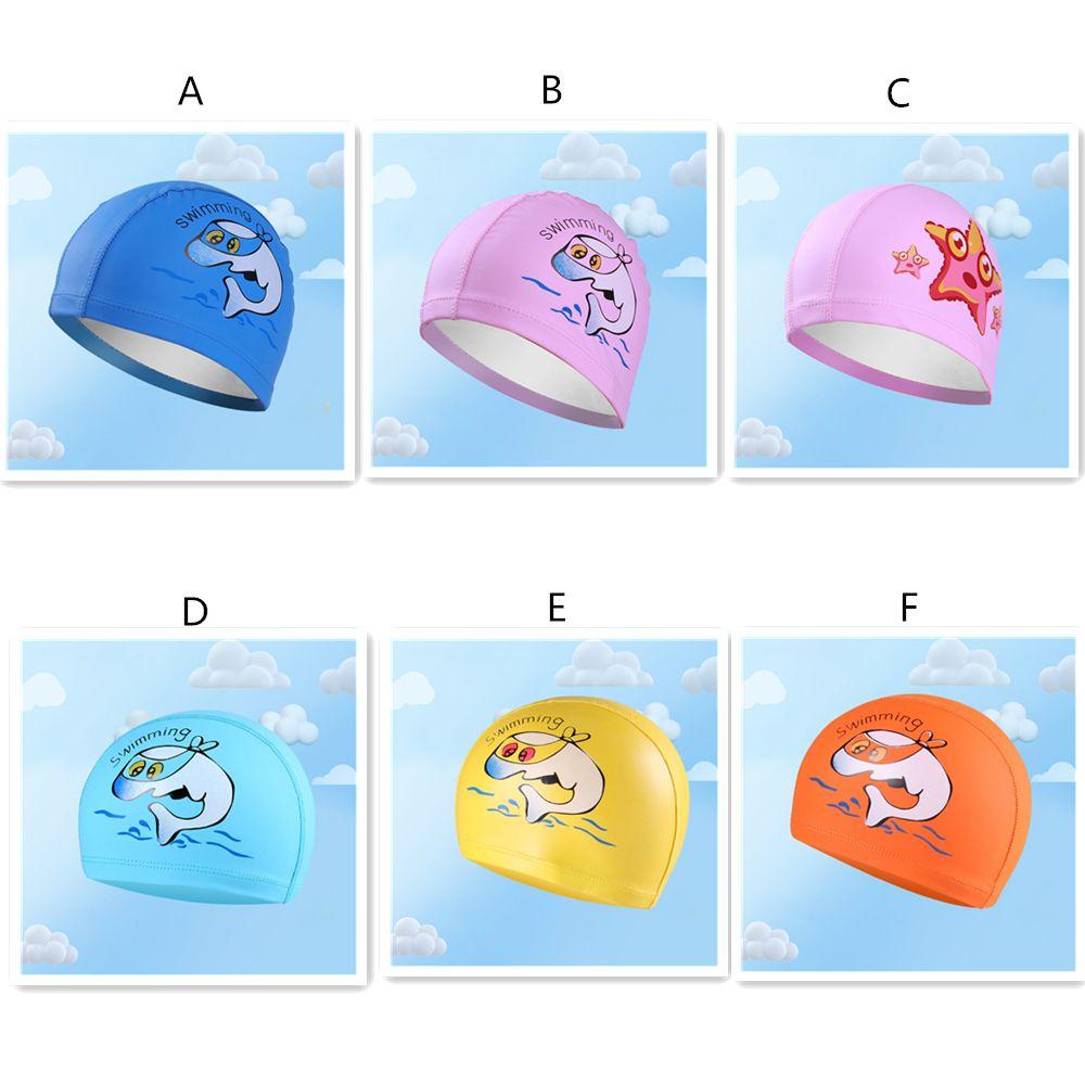 MYRONGVN Mũ Bơi Chất Liệu PU Co Giãn Bảo Vệ Tai Hình Cá Heo Hoạt Hình Cho Bé