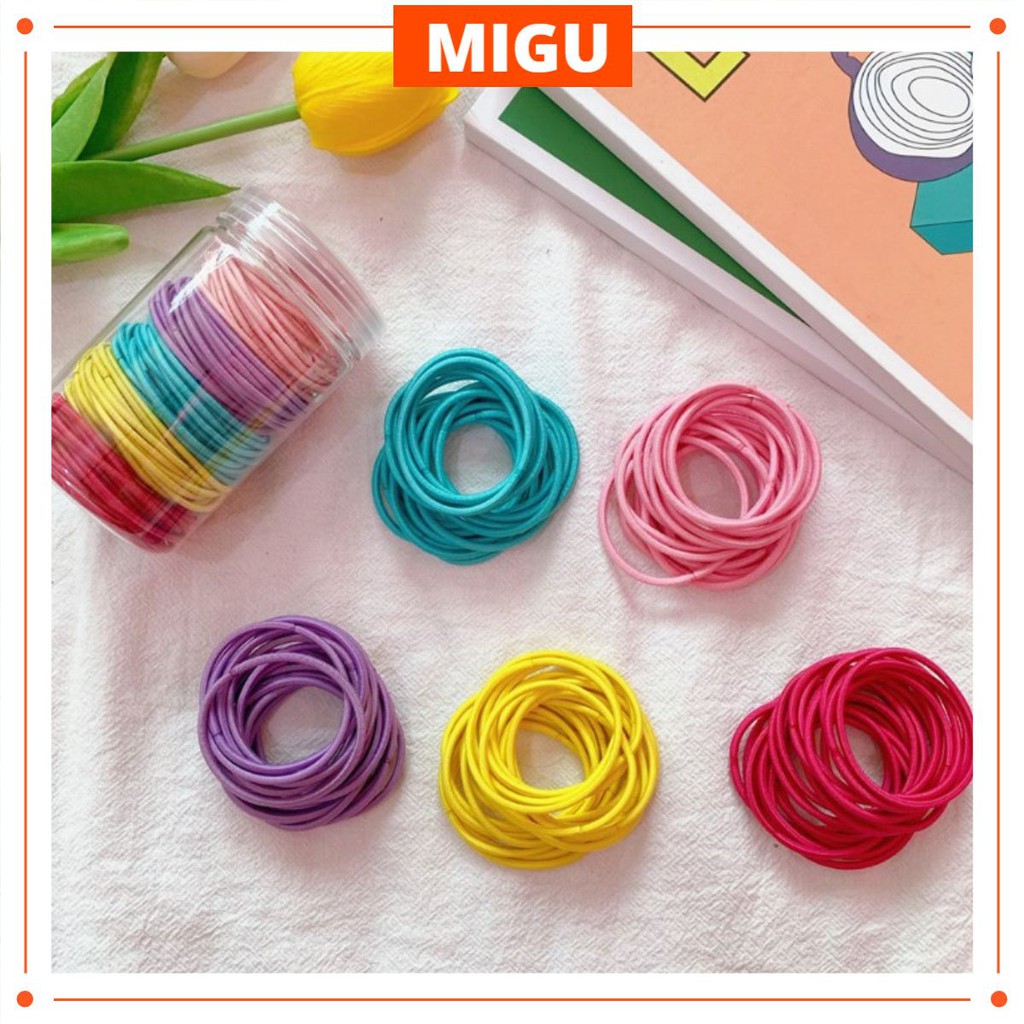 Dây Buộc Tóc Hàn Quốc Độ Đàn Hồi Cao Mix Nhiều Màu 100 Chiếc 1 Hộp
