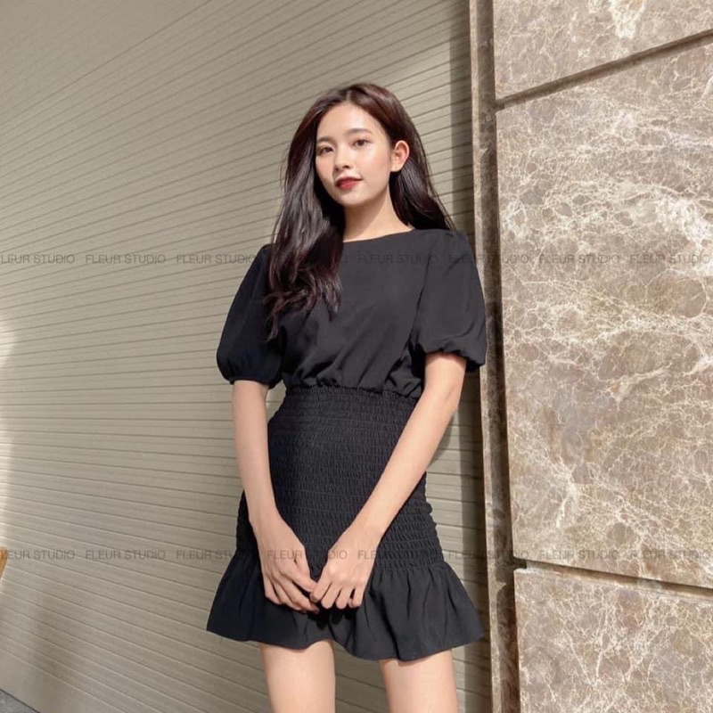 Đầm fleur nhún đuôi cá
