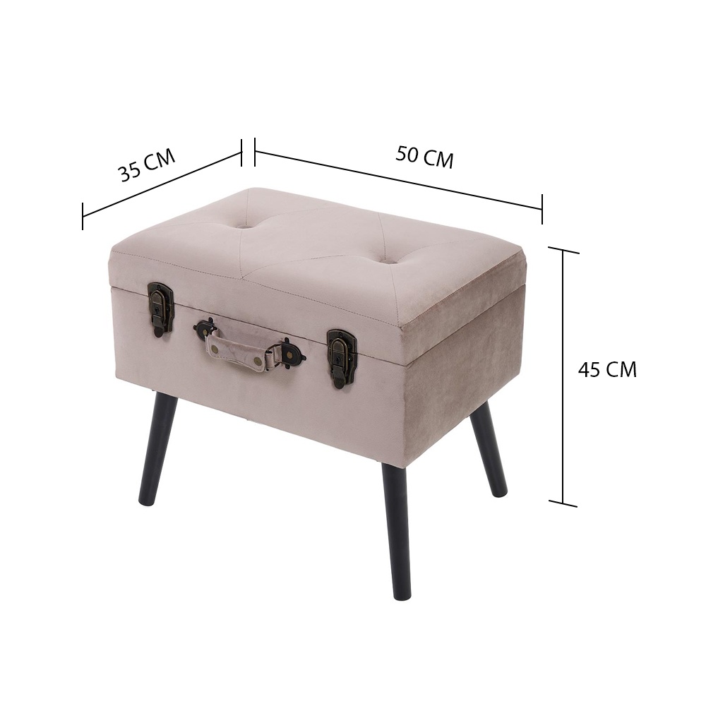 HomeBase FURDINI Ghế đôn vuông bọc vải khung thép chắc chắn có hộc để đồ W50xH45xD35cm màu xám