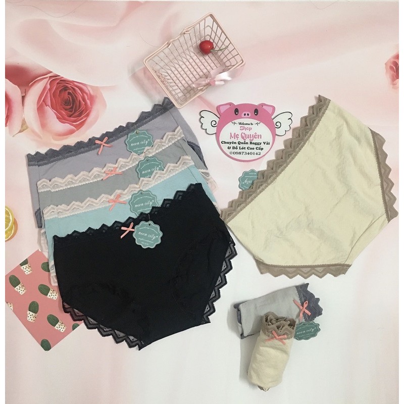 Quần lót Cotton thông hơi phối ren quyến rũ - mặc nhẹ tênh