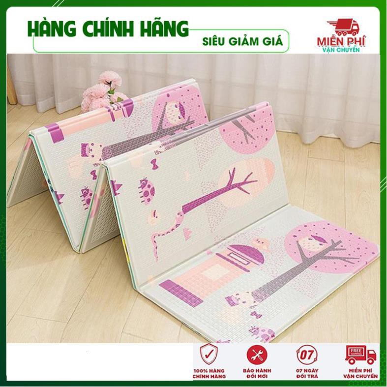 Thảm chơi cho bé, Thảm xốp cho bé XPE gấp gọn chiếu xốp trải sàn 2 mặt chống trơn trượt hàn quốc phủ silicon KT: 1m8x2m