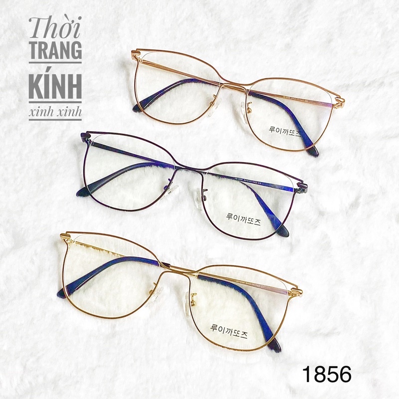 Gọng kính mắt mèo 1856, Form mắt mèo vuông cho nữ, chất Kim loại mảnh, nhẹ, cứng cáp