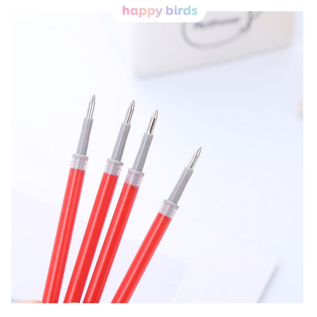 Ngòi bút gel set 10 ruột 11cm dành cho bút gel bấm mực đen xanh đỏ HappyBirds
