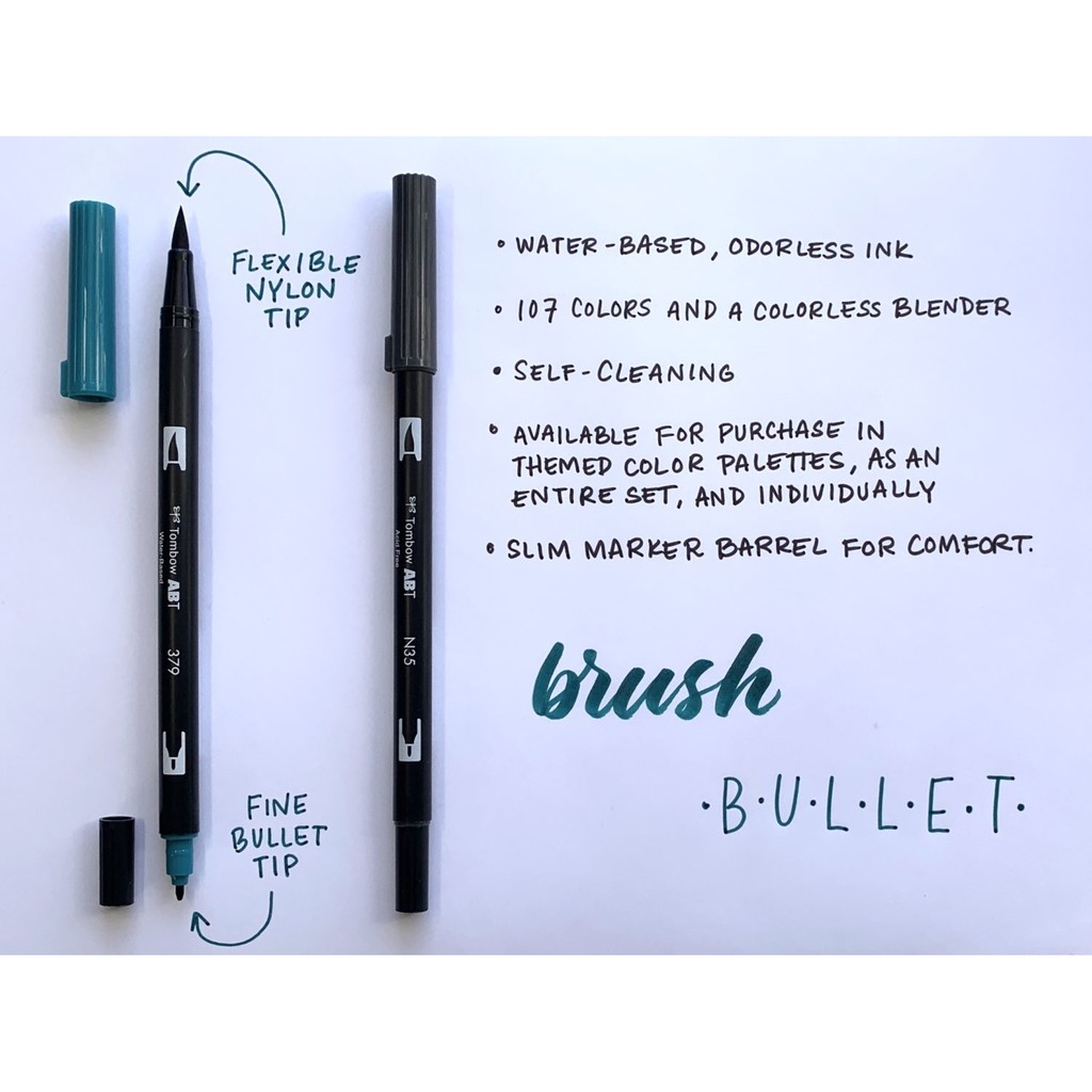 BÚT VIẾT CALLIGRAPHY CAO CẤP TOMBOW AB-T DUAL BRUSH PEN ( GREEN SERIES)