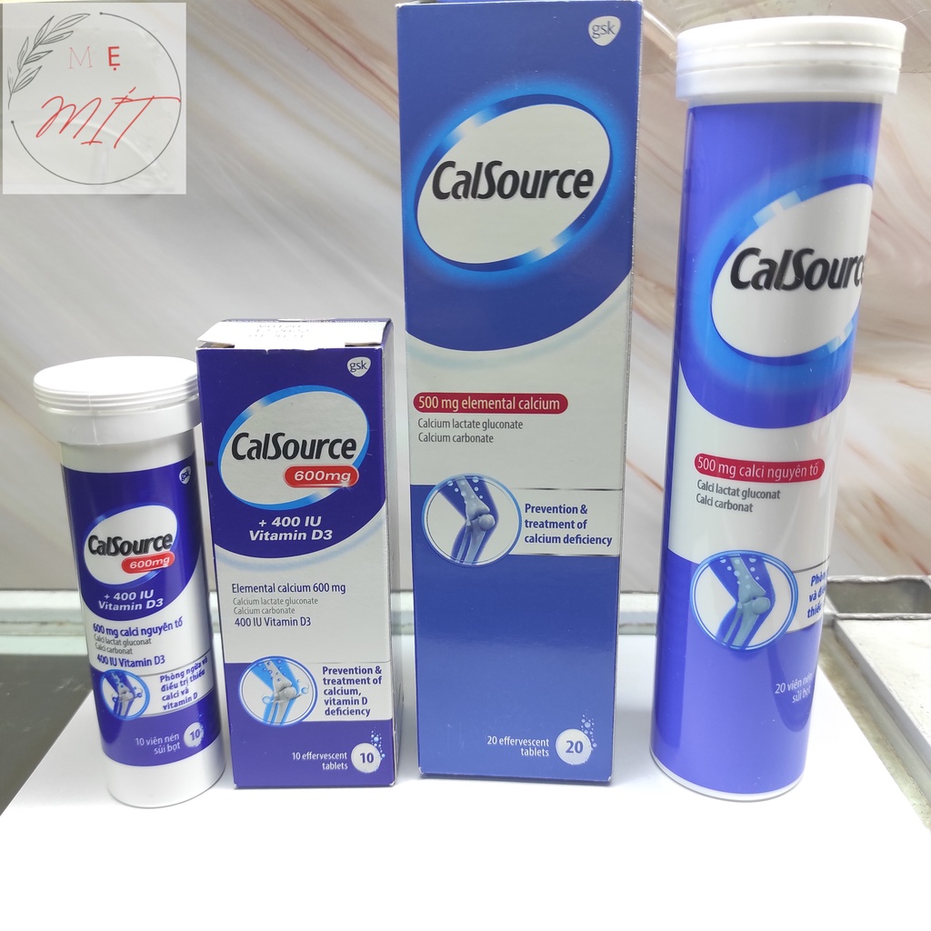 Viên sủi CalSource 500mg vs CalSource Calci 600mg D3 400IU bổ sung canxi