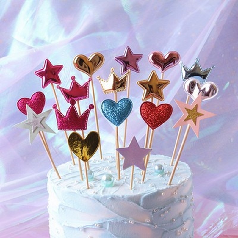 Set 5 Que Cắm Trang Trí Bánh Sinh Nhật Hình Ngôi Sao Năm Cánh Bằng Chất Liệu Da